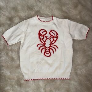White Sweater with Red Lobster Design